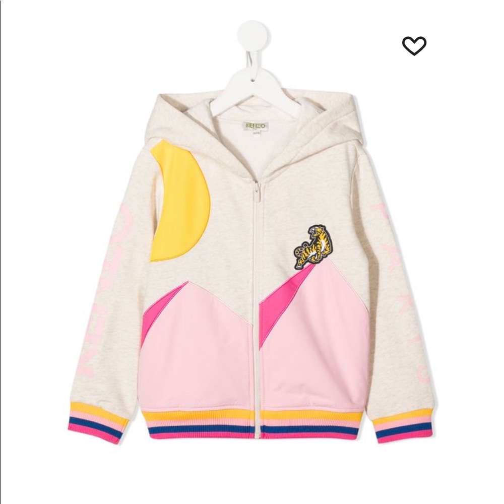 KENZO kids tiger patch Zip- up Hoodie Size 14 A